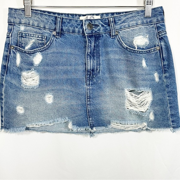 Free People Out Of Ordinary Denim Mini Skirt in Vintage Blue - Picture 5 of 11